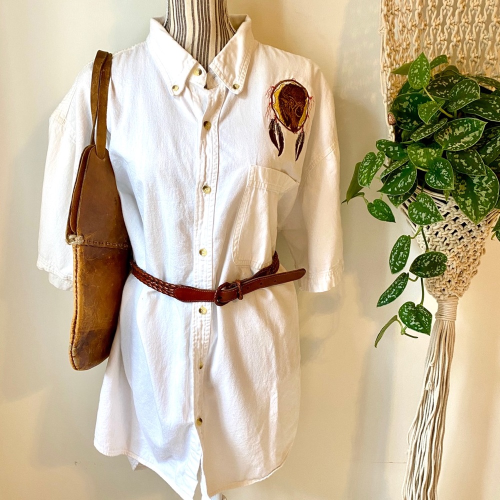 Vintage button up oversized western buffalo shirt
